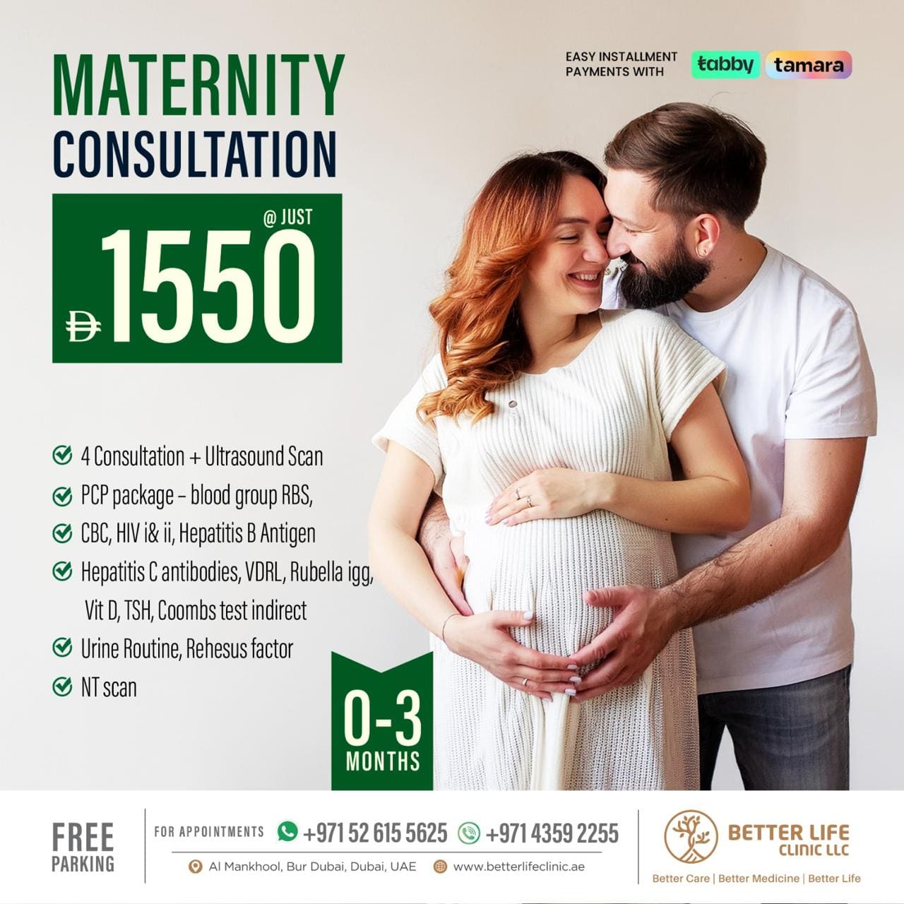 0–3 Months Maternity Package in Dubai Early Pregnancy Consultation & Scans